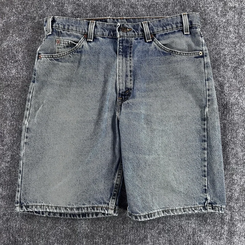 Vintage 90s Levi's 550 Size 34 Relaxed Fit Denim Blue Jeans Orange Tab Shorts